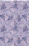 Large Floral Lilac fabric swatch (lilac purple fabric with large tossed floral clusters with white and purple shades and large purple leaves)