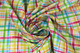 Swirled swatch Stripe fabric (white fabric with bright coloured lines/stripes to create plaid like pattern)