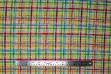 Flat swatch Stripe fabric (white fabric with bright coloured lines/stripes to create plaid like pattern)