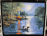 Angler's Moon: Fishing Panel - (36" x 45") - 100% Cotton