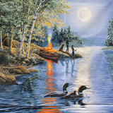 Angler's Moon: Fishing Panel - (36" x 45") - 100% Cotton