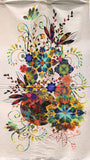 Full panel swatch Floral Panel (46" x 24") (off white rectangular panel with large multi-coloured intricate floral design with large floral heads and swoopy greenery all around)