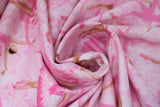 Swirled swatch ballerina fabric (pink and white fabric with posing ballerina silhouettes and tossed full colour pink outfit ballerinas in various dance poses)