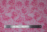 Flat swatch pointe shoes pink fabric (white fabric with tossed pink pointe shoes, musical notes and staffs, bows and ribbon in pink with a subtle sparkle look)