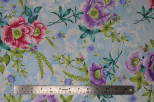 Group swatch assorted Spring Breeze themed floral fabrics in various styles/colours
