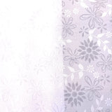 Square swatch white Poly/Cotton Burnout material with clear floral and white greenery print
