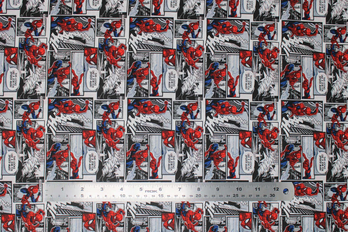 Marvel Spiderman Comic Swirl Fabric by the yard