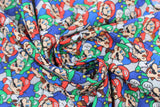 Swirled swatch Mario & Luigi packed fabric (grey fabric with layered full colour Mario and Luigi characters with crossed arms)