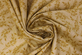 Swirled swatch sunshine leaf fabric (medium gold fabric with dark gold small tossed leafy greenery allover)