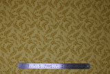 Flat swatch sunshine leaf fabric (medium gold fabric with dark gold small tossed leafy greenery allover)