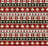 Square swatch Oh Canada collection fabric (black and red stripes with beige leaves, white stripes with red leaves, tiled Canada flag stripes)