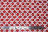 Flat swatch bbq season red fabric (white fabric with medium red bbqs allover)