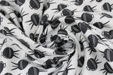 Swirled swatch bbq season black fabric (white fabric with medium black bbqs allover)