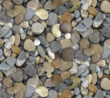 Square swatch fabric from Naturescapes collection in mixed pebbles (assorted size pebbles collage in grey and brown tones)