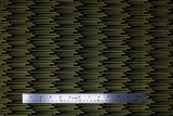 Flat swatch Tassels Black fabric (black fabric with gold metallic/shimmer effect speed look lines in vertical stripes allover)