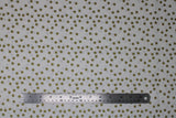 Flat swatch Confetti White fabric (white fabric with tossed gold metallic/shimmer effect dots allover)