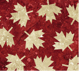 Square swatch Oh Canada collection fabric (red fabric with beige maple leaves tossed)