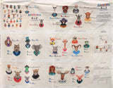 Full panel swatch - Booklet Panel (35" x 45") (white rectangular panel with assorted zoo creatures turned into characters with corresponding names Ex: Dapper Dog for letter D grouped into 5 character sets and one showing all)