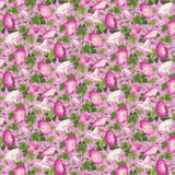 Square swatch Morning Glory Lilac Multi fabric (pale purple fabric with busy tossed white and purple floral and greenery allover with shimmer)