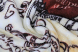 Swirled swatch Marauders Map fleece (off white scroll look fabric with Marauders Map emblems from Harry Potter movie)