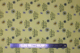 Flat swatch Daisies fabric (light yellow fabric with thin white tiled background design, tossed illustrative style daisy heads and "I love you a thousand yellow daisies" "Gilmore girls" text)