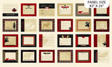 Square swatch Oh Canada themed printed fabric in Label Panel (24 labels panel with Canadian themed borders)