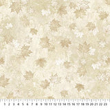 Square swatch Leaves Silhouette Cream/Beige fabric (light beige marbled look fabric with tossed white and beige outline and silhouette maple leaves allover)