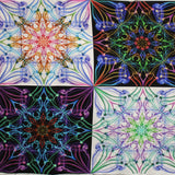 Flat swatch assorted ethereal printed fabric in multi (multi-coloured with black and white backgrounds)