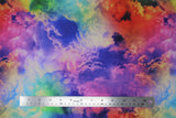 Flat swatch radical rainbow fabric in clouds (soft rainbow gradient fabric with cloud texture)