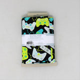 Game on control 1 yd precut in packaging (back) - black fabric with assorted tossed game controllers in white, grey, lime and teal