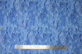 Flat swatch ripples blue fabric (medium blue marbled/water look fabric with circular ripples throughout)