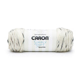 Ball of Caron Simply Soft Speckle yarn in white shade with brown/grey speckles
