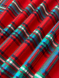 Swirled swatch winter themed flannel in Christmas flannel (red/green/blue/white plaid squares)