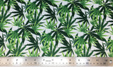 Flat swatch layered pot leaf print fabric on white