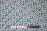 Flat swatch hearts fabric (white fabric with tiny tossed hearts in multiple blue and green shades)