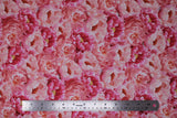 Flat swatch flower printed fabric in pink (pink flower heads only collage)