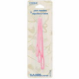 Set of 3 plastic yarn needles (pink) in packaging - assorted sizes