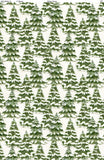 Trees fabric swatch (white fabric with snow covered green trees allover and snow dots)