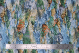 Flat swatch river bottom blue fabric (medium blue and white water texture fabric with rocks and greenery)