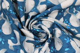 Swirled swatch whale themed fabric in Whales (assorted sizes whales on blue)