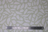 Flat swatch leaves fabric (tan/beige fabric with medium/large white organic leaf shape silhouettes tossed allover)