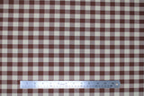 Flat swatch burgundy and white medium sized gingham print fabric