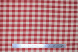 Flat swatch red and white medium sized gingham print fabric