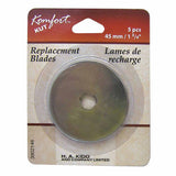 45mm rotary cutter replacement blades in packaging (5 pack)