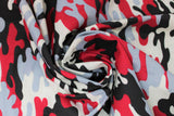 Swirled swatch camo printed cotton in red