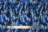 Flat swatch camo printed cotton in blue