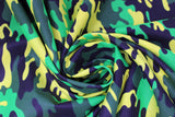 Swirled swatch camo printed cotton in bright green