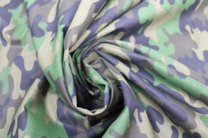 Group swatch assorted camo printed cottons in various colours