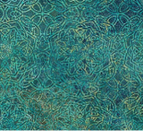 Solstice Collection fabric in style Knots/Flower Pattern - Teal (marbled teal fabric with gold Celtic/floral style large pattern)