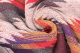 Swirled swatch southwest pattern printed fabrics in orange/purple (white/light to dark orange/grey/purple colourway material and print)